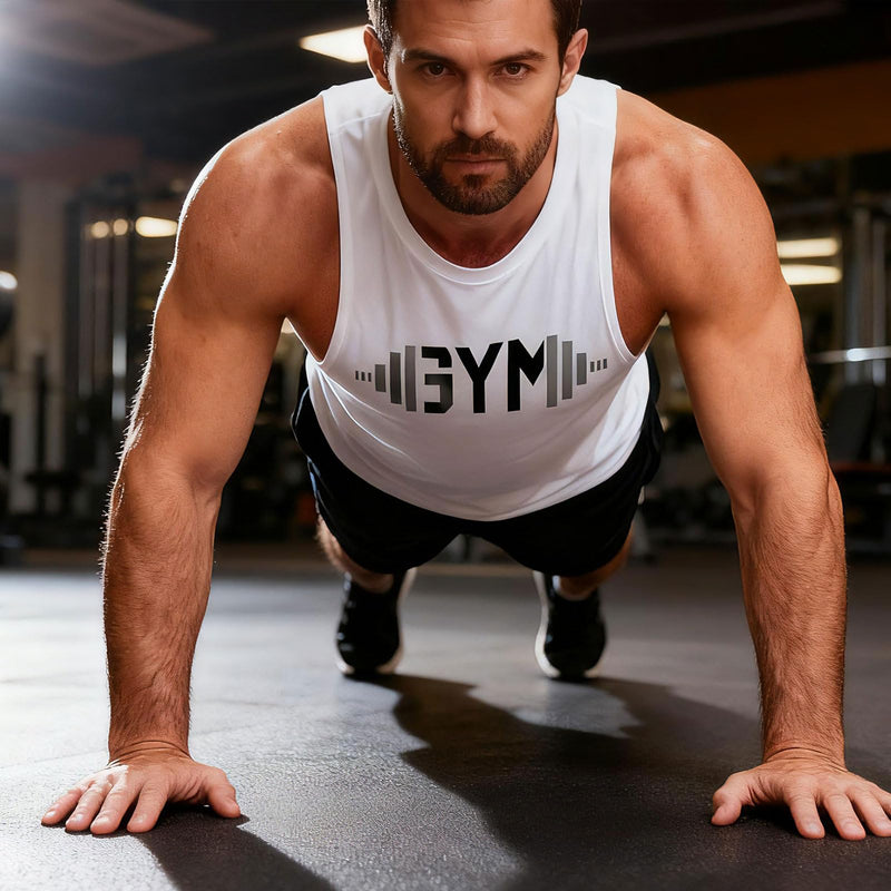 Men's Gym Workout Tank Tops Y-Back Muecle Tee Stringer Fitness Bodybuilding Sleeveless T-Shirts Large Bk+wt