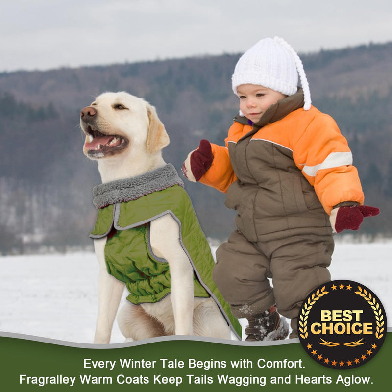 Fragralley Dog Coat, Waterproof Windproof Dog Winter Coat, Reflective Dog Cold Weather Coats with Harness Hole, Dog Warm Fleece Jacket Vest for Small Medium Large Puppy Clothes, Ideal Dog Gifts X-Large Olive - BeesActive Australia
