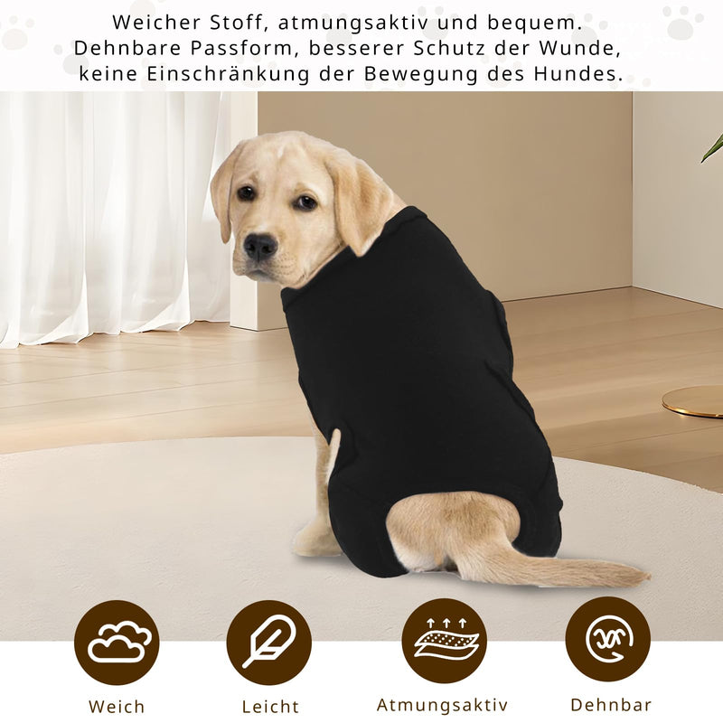 Dog bodysuit after surgery with leg, wound protection suits for dogs, anti-wound licking surgery body dogs, knee bandage dog hind leg, recovery suit for dogs, dog collar alternative, dog leg protection bodysuit (L) L black - BeesActive Australia