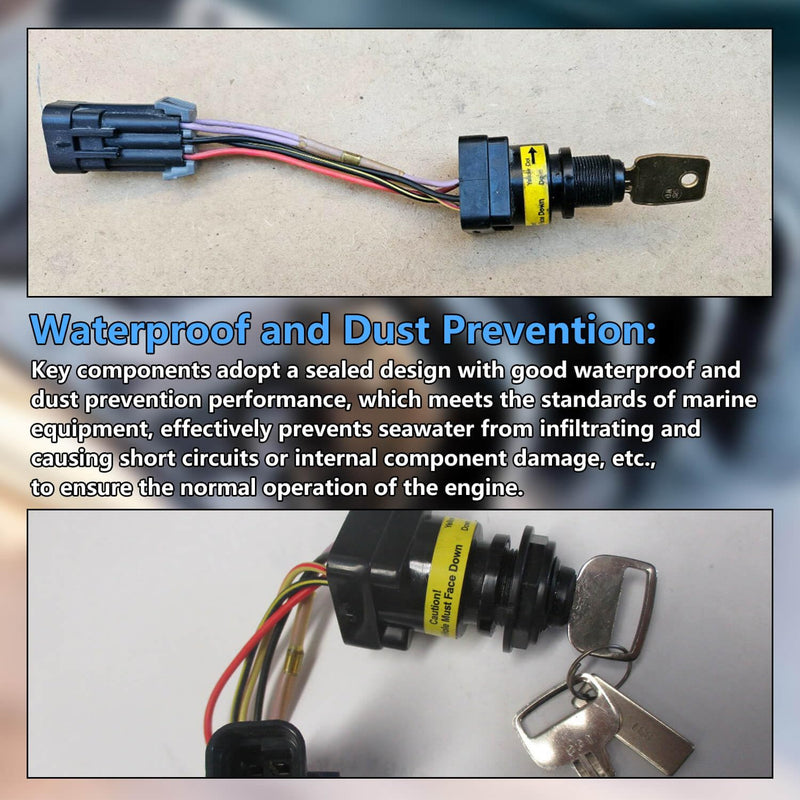 87-897716K01 Ignition Switch with Harness 3-Position Fit for Mercury Marine Quicksilver Outboard Motor 8M0059686 897716 Boat Engine Ignition Key Switch