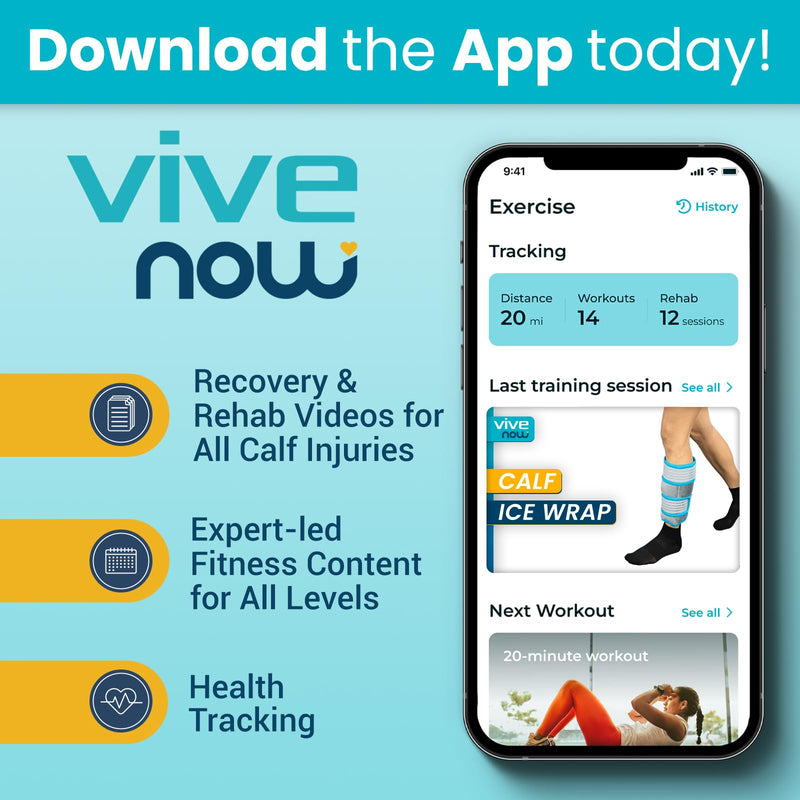 Vive Calf & Shin Ice Pack Wrap (Single) - Extra Strength Hot & Cold Therapy for Shin Splints & Leg Pain - Adjustable Compression Straps to Stay in Place - Flexible When Frozen with 30+ Minutes of Cold Single - BeesActive Australia