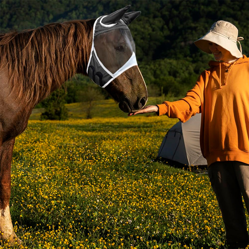 Glamifyr Fly Mask Horse Fly Mask Horse Warmblood Fly Hood Horse Velcro Adjustment Horse Fly Mask Fly Mask Cold Blood Fly Mask Horse Cold Blood Ear Protection Breathable (L) L - BeesActive Australia