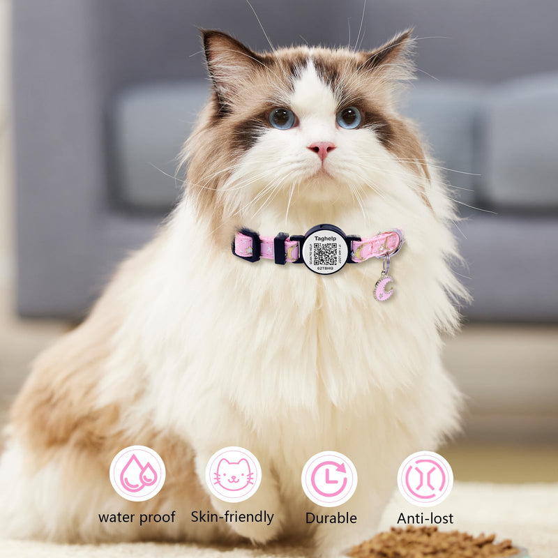 2PCS Breakaway Cat Collars with QR Code Bell Moons Stars Cute Kitty Adjustable Safe Kitten Collars with Pendant Glow in The Dark. Smart ID tag.Real-time scan alerts (Purple&Pink) Purple & Pink - BeesActive Australia
