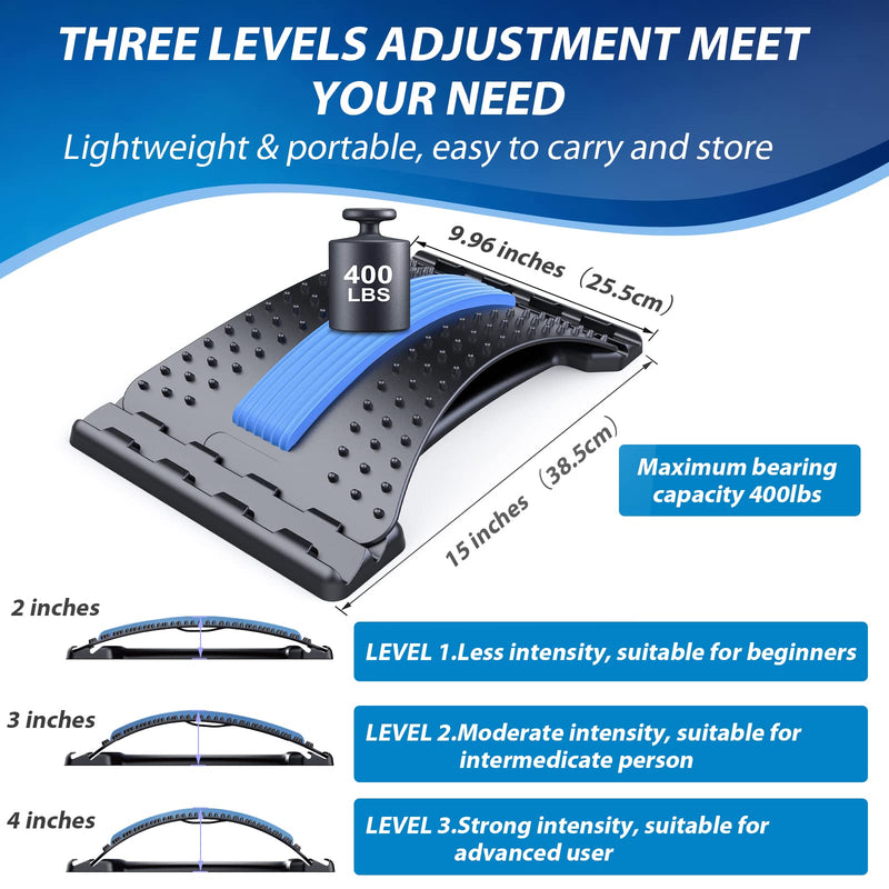 MINOLL Back Stretcher for Lower Back Pain Relief, Multiple Level Adjustable Arch Lumbar Back Cracker Board, Back Cracking Device, Back Massager for Scoliosis, Spine Decompression Support Black - BeesActive Australia