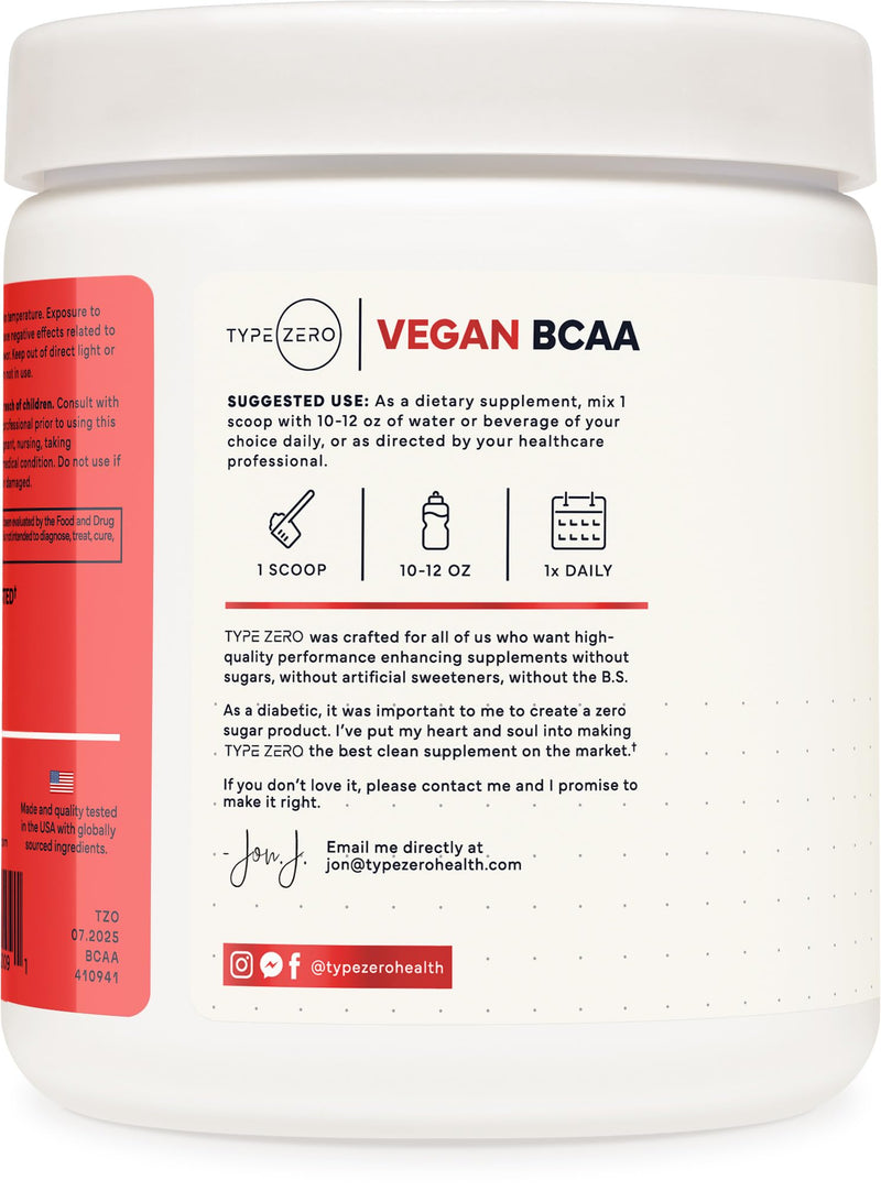 Type Zero Ultra Clean Vegan BCAA Powder + Electrolytes Tropical Fruit Punch | 6g Per Serving, 2:1:1 Sugar-Free, No Sucralose, BCAAs Amino Acids Supplement, After Workout Drink, 30 Servings