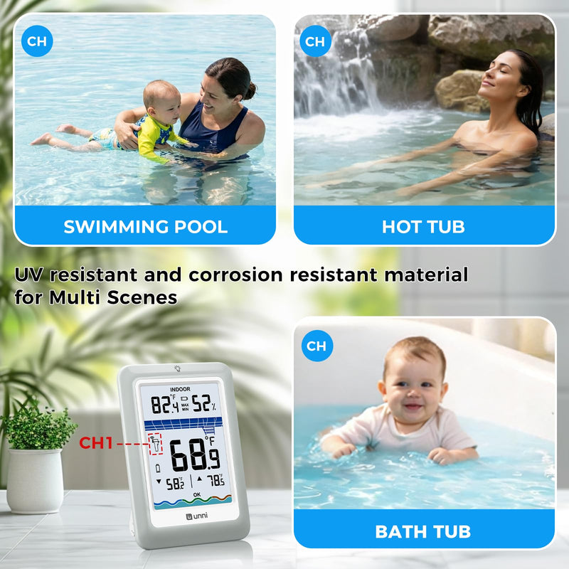 Wireless Pool Thermometer Floating Easy Read, IPX8 Waterproof Digital Water Temperature Thermometer Bath Thermometer for Swimming Pool, Ponds, Hot Tub, Spa, Aquariums - BeesActive Australia