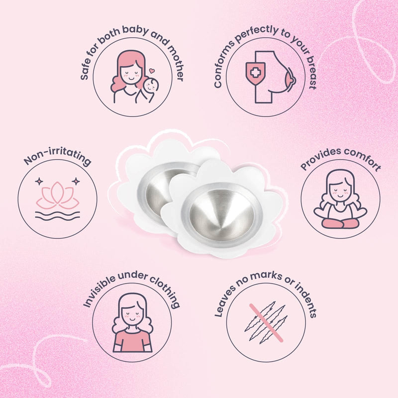 Original 999 Pure Silver Nursing Cups with Silicone pads, Nipple Shields for Nursing Newborn Essentials, Silver Nipple Covers for Breastfeeding, Silver Nipple Guards for Soothing and Healing Regular - BeesActive Australia