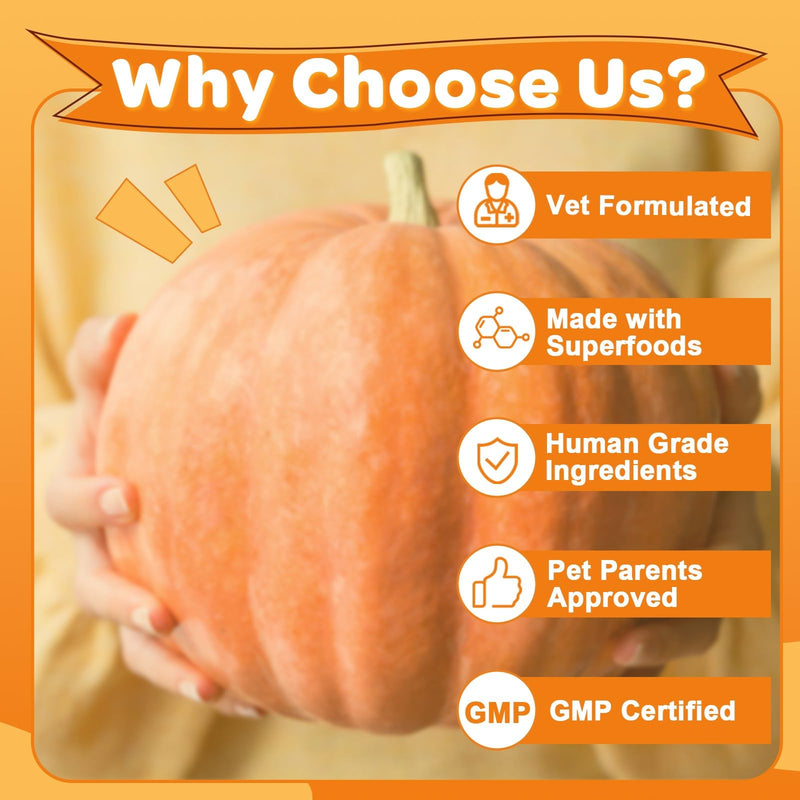 Pumpkin for Dogs - Natural Fiber for Dogs and Cats, with Apple, Dog Probiotics for Digestive Health, Support Firm Stool, Diarrhea, Constipation, Add Water to Make Pumpkin Puree for Dogs, 10.58 oz 60 Scoops - PawsPlanet Australia