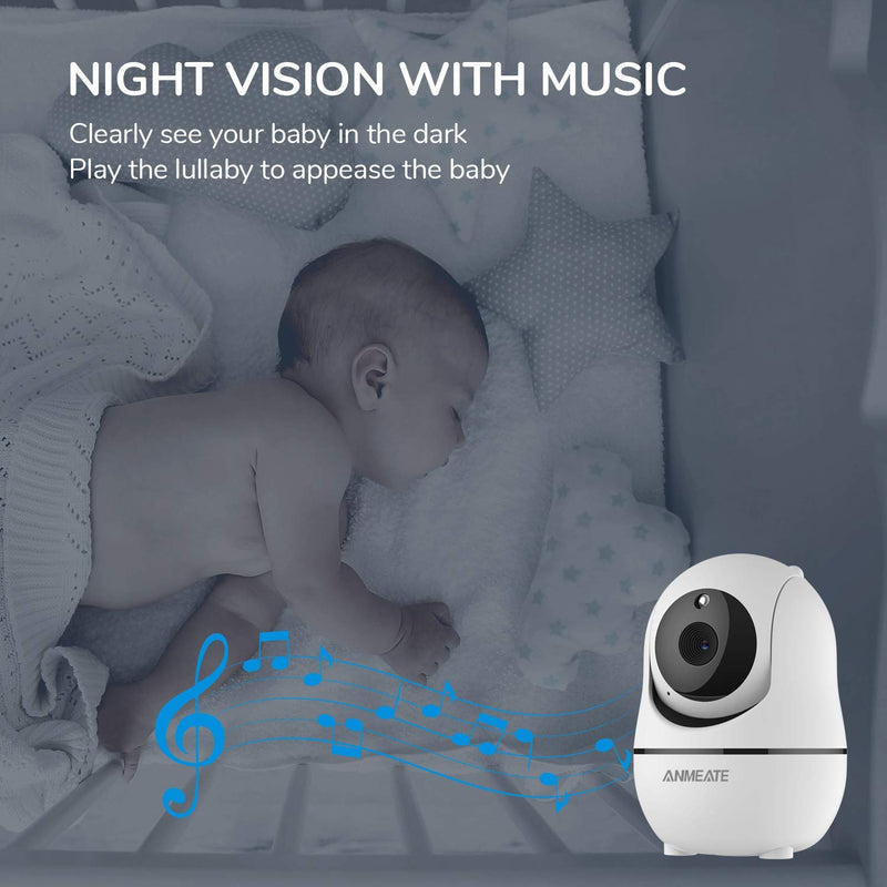 ANMEATE Baby Monitor with Remote Pan-Tilt-Zoom Camera,Large Display Video Baby Monitor with Camera and Audio |Infrared Night Vision |Two Way Talk | Room Temperature| Lullabies and 960ft Range（Black） Black - BeesActive Australia