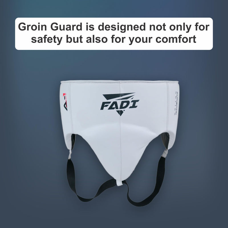 Authentic Series A1 Cowhide Leather Groin Protector - Groin Guard with Protective Cup for Boxing, Muay Thai, Kickboxing, MMA Training, Karate, Taekwondo White Medium - BeesActive Australia