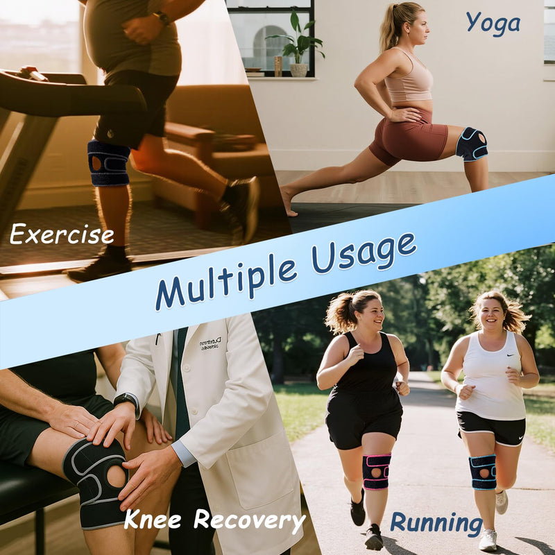 King Mills Extra Large Knee Brace Support to Knee Pain, Arthritis or Meniscus Tear. Adjustable Plus Size Knee Brace for Women and Men, Adult 2XL, Blue Black. XX-Large
