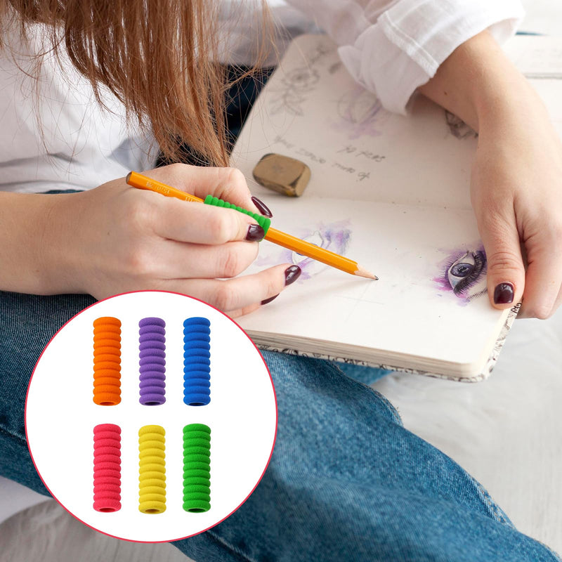 30 PCS Foam Pencil Grippers, 6 Colors Pencil Gripper for Handwriting Relieving Fingers Fatigue Writing Aid Pencil Holder Comfort Cushion Grip Pencil Grippers for Most People
