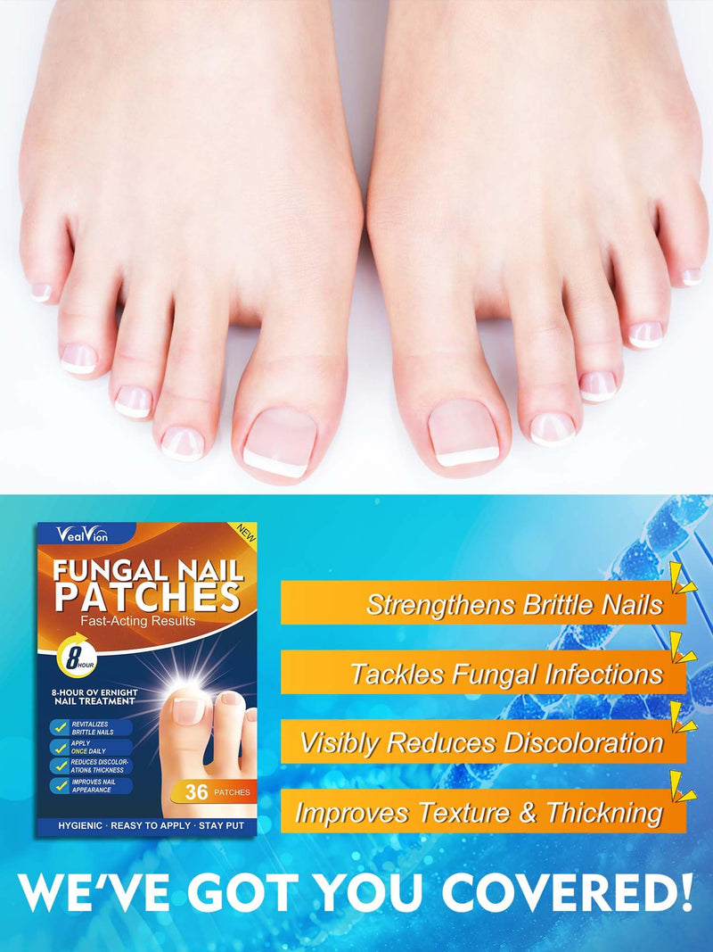 Toenail Fungus Treatment Extra Strength -36 Pcs Fungal Nail Patches, Nail Repair for Damaged Nails, Overnight Renewal for Men and Women