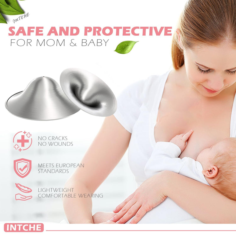 Silver Nursing Cups - Nipple Shields for Nursing Newborn - Soothe and Protect Your Nursing Nipples-Large - BeesActive Australia