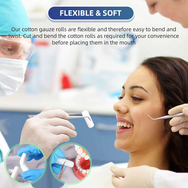 Annhua 1.5" Dental Cotton Rolls Gauze Rolls Cottons Pads No. 2 Medium, Nose Plugs Rolled Cotton Mouth Gauze - High Absorbent|100% Cotton|Pack of 1000 - BeesActive Australia