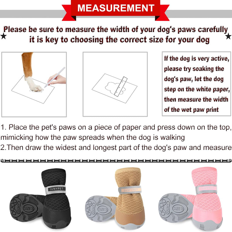 QUMY 4PCS Dog Shoes for Small Dogs, Hot Pavement Summer Puppy Dog Boots & Paw Protectors with Soft Skid-Resistant Rubber Sole, Mesh Breathable Dog Booties for Hardfloors, Walking Running Pink Size 1 0Pink-4PCS size 1: 1.29"x0.98"(L*W) - BeesActive Australia