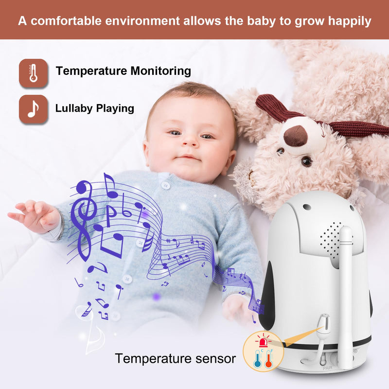 Video Baby Monitor with Camera and Audio, 5" Display Baby Monitor No WiFi, 30H Battery and 1000ft Range Baby Monitor, Remote Pan-Tilt-Zoom Baby Camera, Night Vision, 2-Way Talk, VOX,Temperature OD8052 - BeesActive Australia