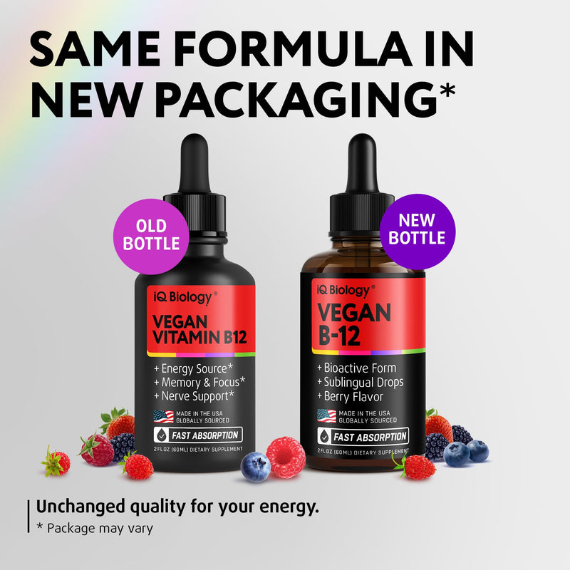 Organic Vitamin B12 Liquid Drops - Sublingual Methylcobalamin 5000 mcg, 2oz | Methylated B-12 Active Coenzyme Form - Energy & Nerve System Support - Berry Flavor - 60 servings 2 Fl Oz (Pack of 1)
