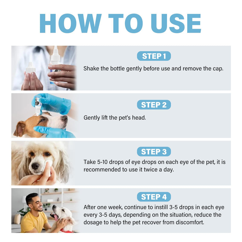 Dog Eye Drops, Pet Eye Drops for Dogs and Cats to Relieve Dry Eyes, Red Eyes and Itchy Eyes, Long Lasting Hydration, Gentle for Pets