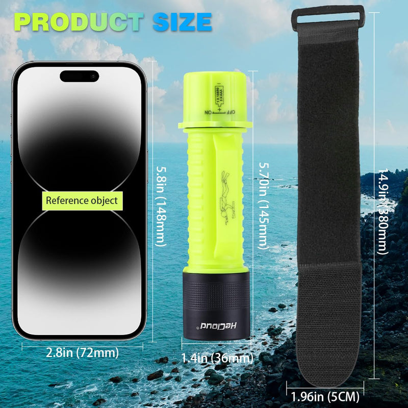 2 Pack IPX8 Waterproof Diving Flashlight Rechargeable Scuba Dive Light with 3 Modes for Scuba Diving, Snorkeling, Fishing, Emergency for Divers, Outdoor Enthusiasts Black