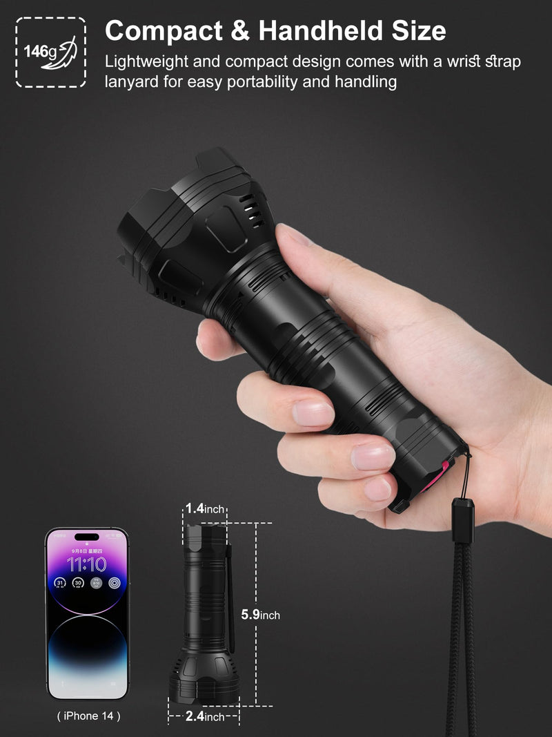 Black Lights UV Flashlight USB Rechargeable, 51 LED 365nm & 395nm Ultraviolet Flashlights, Blacklight for Pet Urine Detection, Portable Handheld Wood's lamp for Cat Ringworm,Bed Bug,Scorpions Hunting - BeesActive Australia
