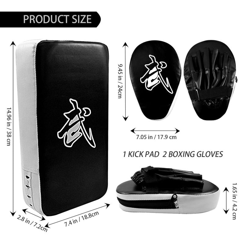 2-in-1 Boxing Pads Set, Punching Gloves Mitts Kick Pack, Adjustable Strap Kickboxing Training Set for Karate, Muay Thai, Taekwondo - Leather