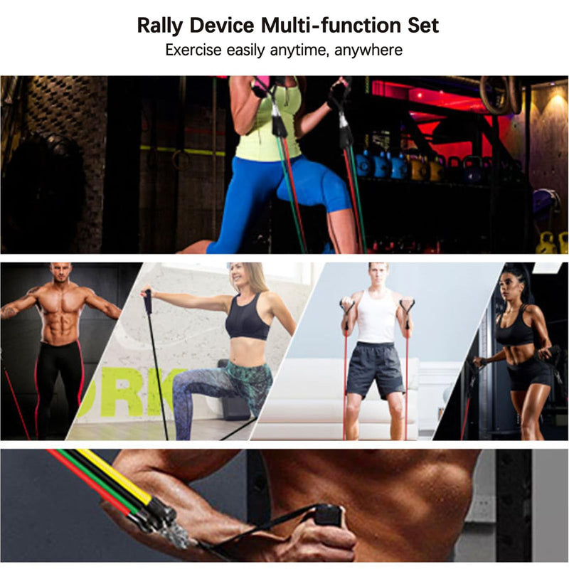 Resistance Bands Set 5 Exercise Bands Up to 150 lbs, Door Anchor, Ankle Straps for Muscle Training