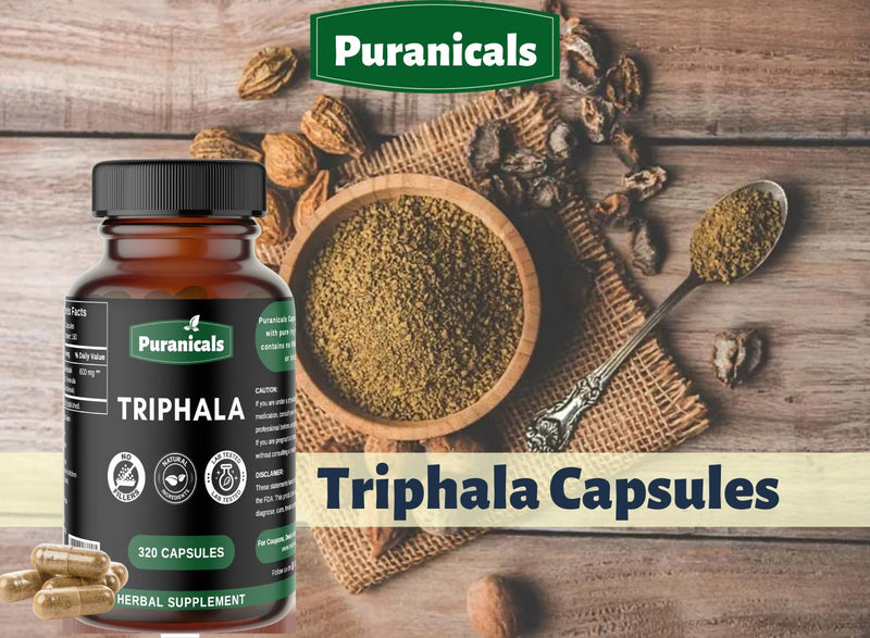 Triphala Premium 320 Capsules Non-GMO and Gluten Free | Herbal Supplement | 600 mg Per Serving | Made with Amla Bibhitaki Haritaki Powder Triphala Capsules 320 Count (Pack of 1) - BeesActive Australia