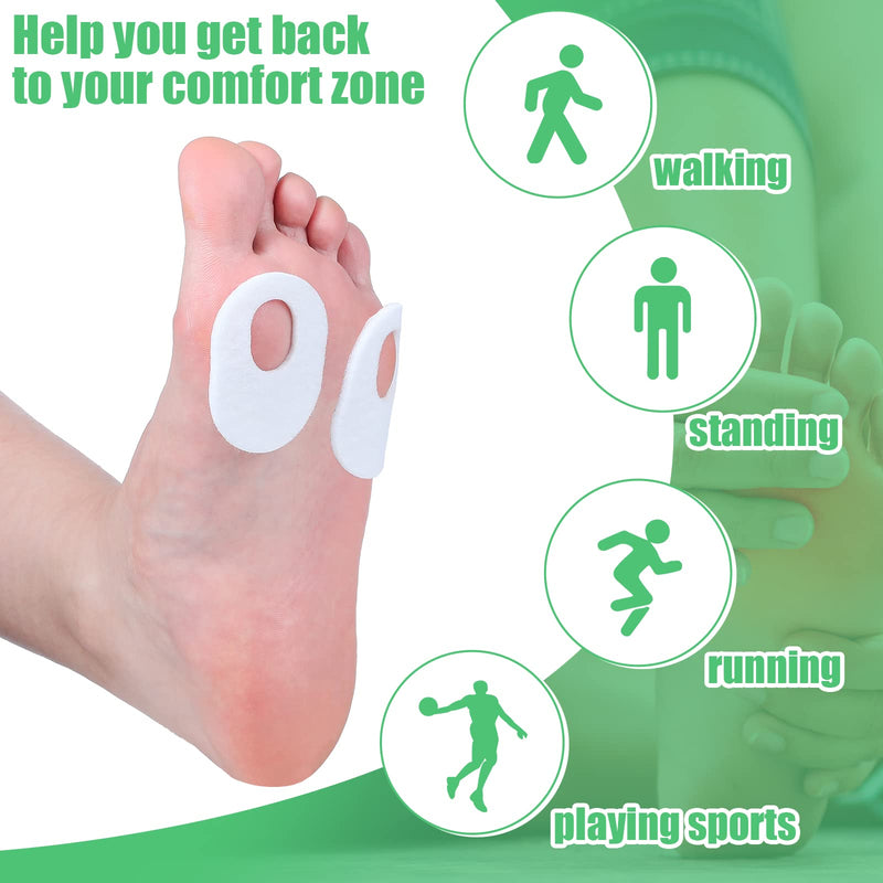 WILLBOND 60 Pcs Callus Pads Soft Felt Callus Oval Shape Corn Pads for Bottom of Foot Adhesive Foot Corn Cushion for Men and Women Feet Toes Heel Pain Relief (White) White - BeesActive Australia