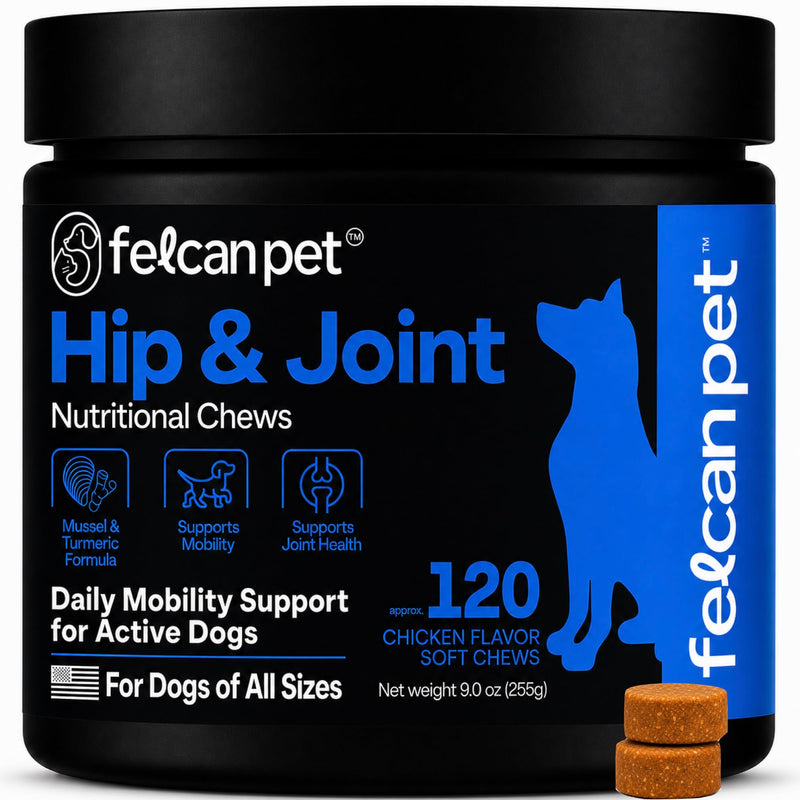 Hip & Joint Chews for Dogs – Glucosamine, Chondroitin, MSM & Green Lipped Mussel – Supports Mobility & Joint Health for Dogs – Natural Dog Joint Supplement – Chicken Flavor, 120 Soft Chews