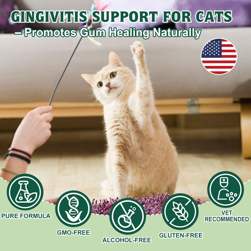 Oral Health for Cats, Cat Gingivitis Treatment, Reduce Gum Inflammation, Redness & Pain, Combats Gum Disease, Natural Plant-Based Active Formula, Cat Oral Care, Gums Health Treatment, 4 oz (113g)