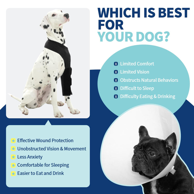 ROZKITCH Dog Recovery Suit for Front Left Legs, Breathable Dog Surgery Suit Anti Licking, Cone Alternative for Wound, Adjustable Dog Leg Sleeve for Medium Dogs, Post-Surgery Leg Sleeve Black M