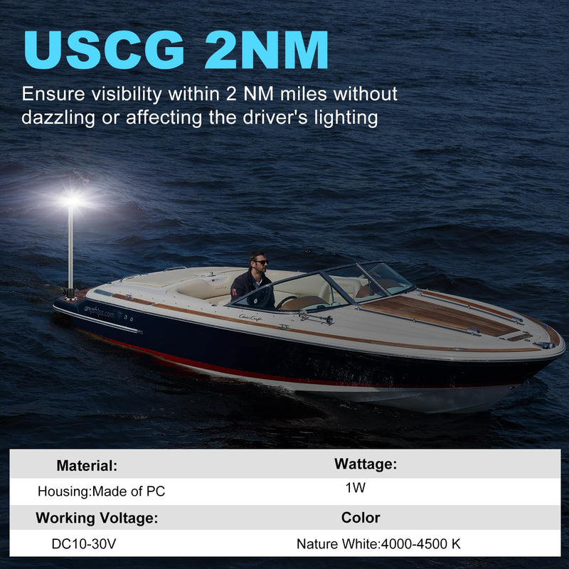 24 Inches Boat Light Pole,Boat Stern Light Waterproof 12V White Anchor light LED Navigation Rear Lights for Pontoon,Yacht(24” Plug-in Base) 24” Plug-in Base - BeesActive Australia