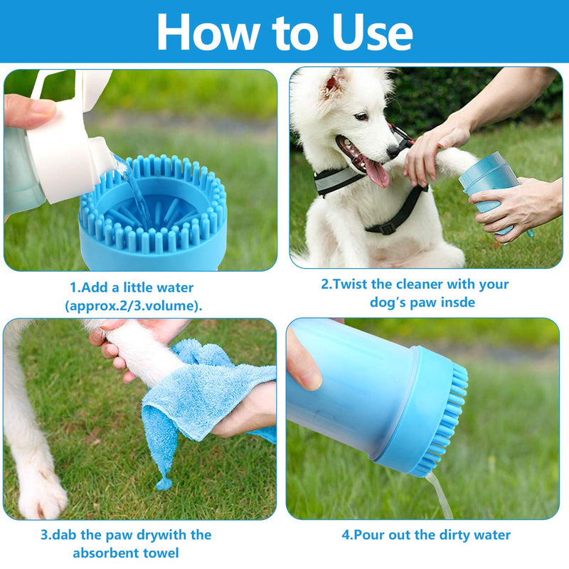 SONEER Paw Cleaner for Dogs, Portable Dog Paw Cleaner, Silicone Pet Paw Cleaner with Towel for Cats and Dogs Paw Washer (10 * 17CM) M - BeesActive Australia