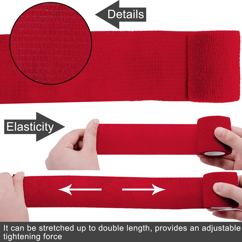 BQTQ 40 Rolls Self Adhesive Bandage 2 Inch Red Self Adherent Stretch Bandage Self Stick Athletic Wrap Tape Wound Wrap for Wrist Ankle Swelling Sprains - BeesActive Australia