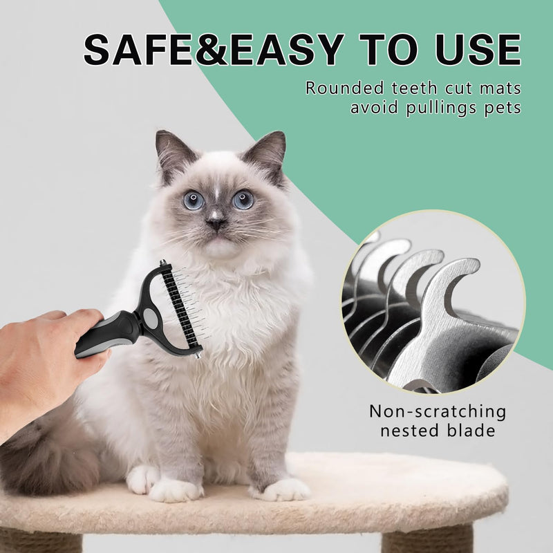 Deshedding Brush - Double-Sided Undercoat Rake for Dogs & Cats - Shedding Comb and Dematting Tool for Grooming, Extra Wide - BeesActive Australia