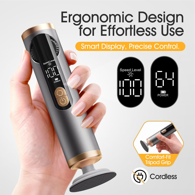 Electric Callus Remover for Feet, Rechargeable Pedicure Tools for Feet with 40PCS Sandpaper Discs, Adjustable Speed Heel Scraper for Cracked Heels, Foot Care Scrubber File for Dry Dead Skin Silver Gray - BeesActive Australia
