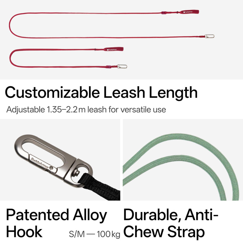 Hands Free Cat Leash Lightweight 4.1-7.2FT Adjustable Durable Rope Leash with Padded Handle, Versatile Crossbody Waist Lead for Cats Puppy ≤26lbs Outdoor Walking (Olive, S) Olive S 4.1-7.2FT - BeesActive Australia