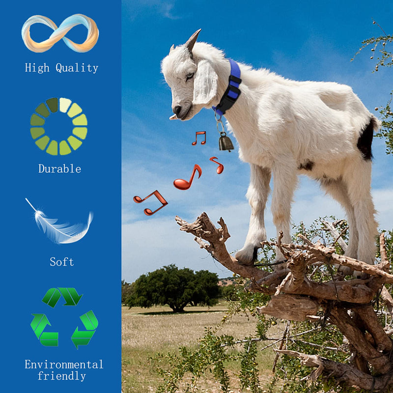 5 Pack Goat Collar with Bell, Sheep Collar with Bell, Grazing Copper Bells and Adjustable Nylon Collar Set for Small Farm Animal Sheep Cow Pet Goat Accessories 5 Pack - BeesActive Australia