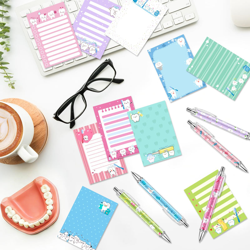 60Pcs Dental Pens and Notepad Set Dental Assistants Accessories Tooth Sticky Notes Teeth Ballpoint Pens Removable Memo Pads Dental Hygienist Gifts for Women Coworker Doctor Nurse Office Supplies - BeesActive Australia