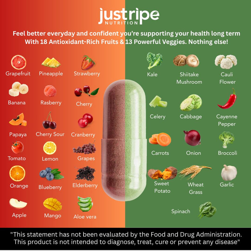 Fruits and Veggies Supplement - 90 Fruit and 90 Vegetable Capsules - 100% Whole Natural Superfood - Filled with Super Greens Vitamins and Minerals - Supports Balance Energy Levels (2 Pack) 90 Count (Pack of 4)