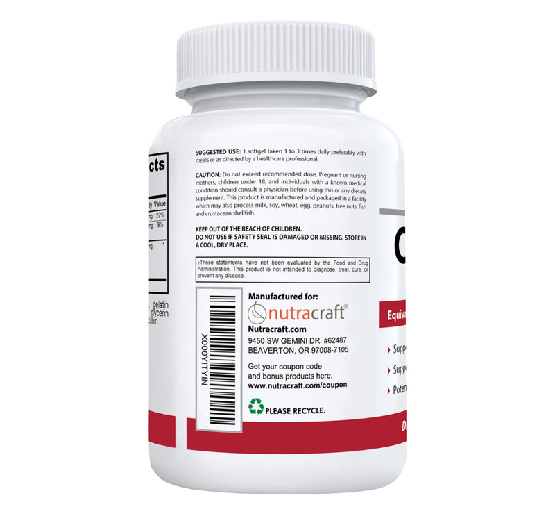 Nutracraft Cranberry Concentrate with Vitamin C & E | Urinary Tract & Bladder Support Supplement | 60 Softgels