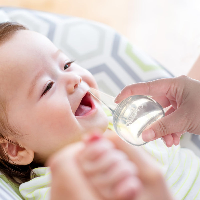 Innovo FSA/HSA Eligible Hospital Grade Silicone Twister Bulb Baby Ear Syringe and Nasal Aspirator, Sucks Snot and Mucus, Cleanable and Reusable, Clear Clear White