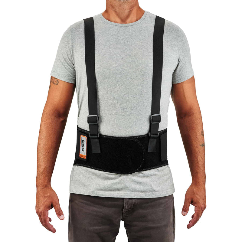Ergodyne ProFlex 1600 Back Support Brace, 9" Extended Support, High Cut Front For Mobility,Black,2X-Large 2X-Large