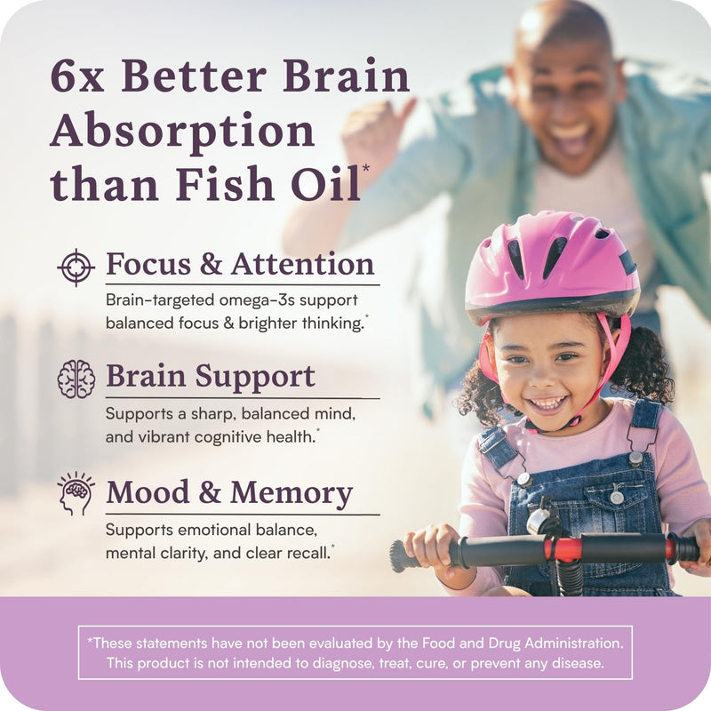 Omega w/LYSOVETA LPC | EPA & DHA Supplements for Brain Health | Focus, Attention, Memory, & Mood | 6X Higher Absorption Than Fish Oil | Omega-3 Fatty Acid Supplements | Highest Potency LPC-DHA 30 Count (Pack of 1) - BeesActive Australia