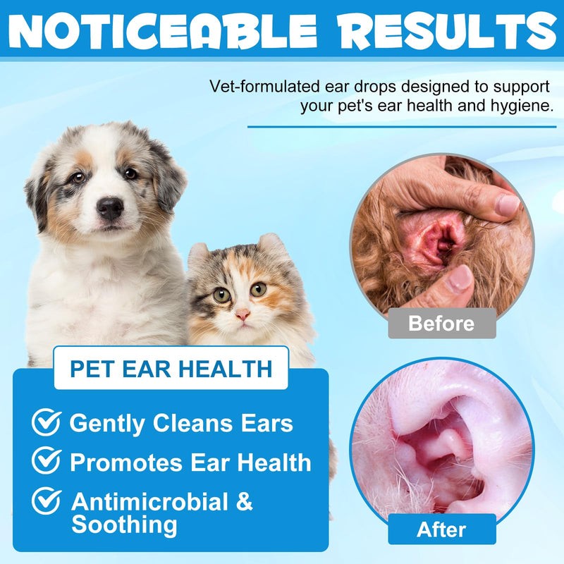 Gentle Cat & Dog Ear Care Solution Twin Pack - Vet Recommended Ear Cleaner for Itchy Ears, Soothes Discomfort, Removes Wax & Odour, 2 x 60ml