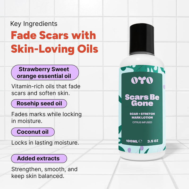 Scars Be Gone by OYO – Stretch Mark & Scar Cream for Body, Hips, Thighs & Stomach, Vitamin E + Citrus Brightening Lotion for Women, 50 mL - BeesActive Australia