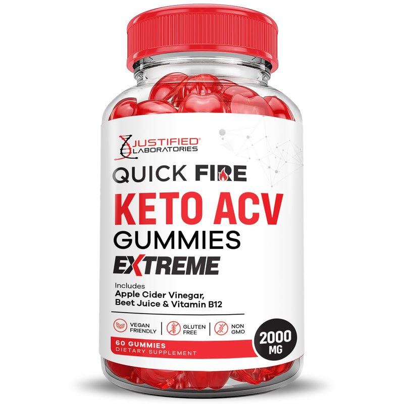 Quick Fire Keto ACV Gummies Extreme 2000MG QuickFire Keto Gummies Apple Cider Vinegar Formulated with Pomegranate Beet Juice Powder B12 Vegan Non GMO 60 Gummys 60 Count (Pack of 1)