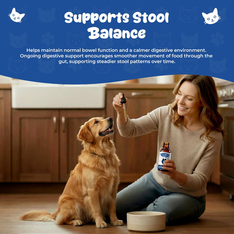Digestive Support Drops for Dogs, Homeopathic GI Relief for Diarrhea, Constipation & Gas, Liquid Formula for Sensitive Stomachs, 2 fl oz (60 mL)