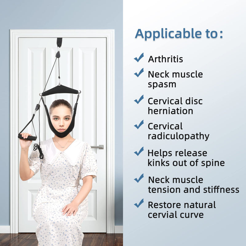 Upgraded Neck Stretcher Cervical Neck Traction Device,Double Ratchet Neck Tension Relief Portable Over The Door Device,for Physical Therapy,Neck Pain Relief, Vertebrae Disk Herniation,Black - BeesActive Australia